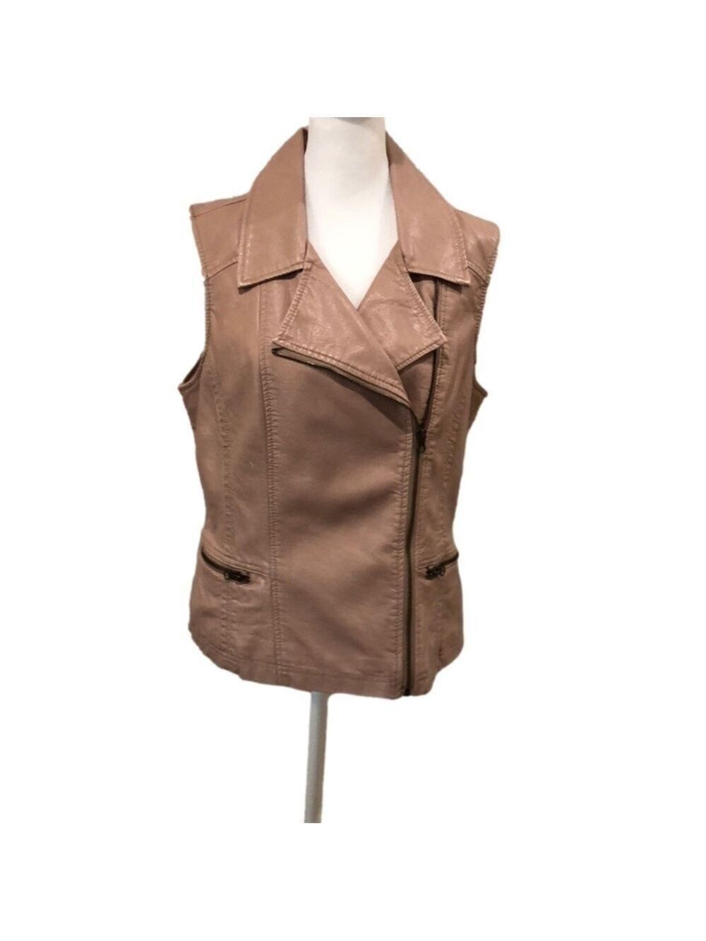 Lal Live a Little faux leather asymmetrical zip front vest. Size M